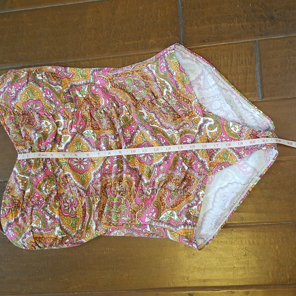 Tommy Bahama Womens One Piece Swimsuit Colorful Orange Green Printed Size 16 - Picture 5 of 12